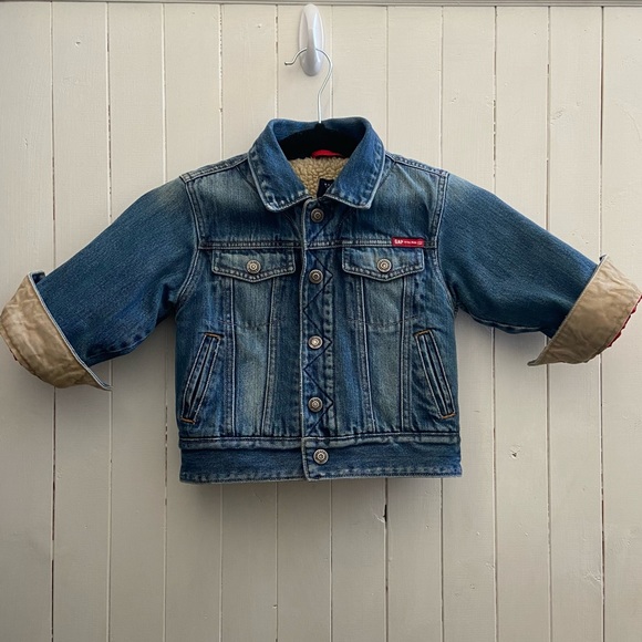 Vintage baby Gap jean jacket Sherpa lined Toddler size 3 - Picture 2 of 13